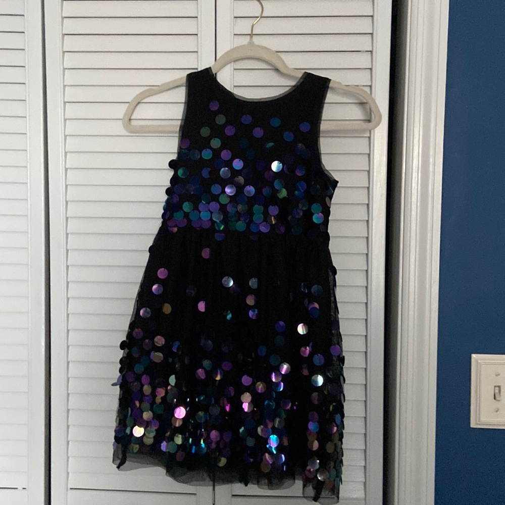 Party dress for girls Black tulle dress with iridescent sequins